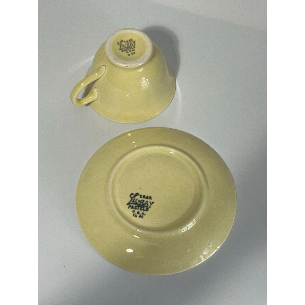 VTG LuRay Pastels TS&T Footed Cup & Saucer Set - Pastel Yellow